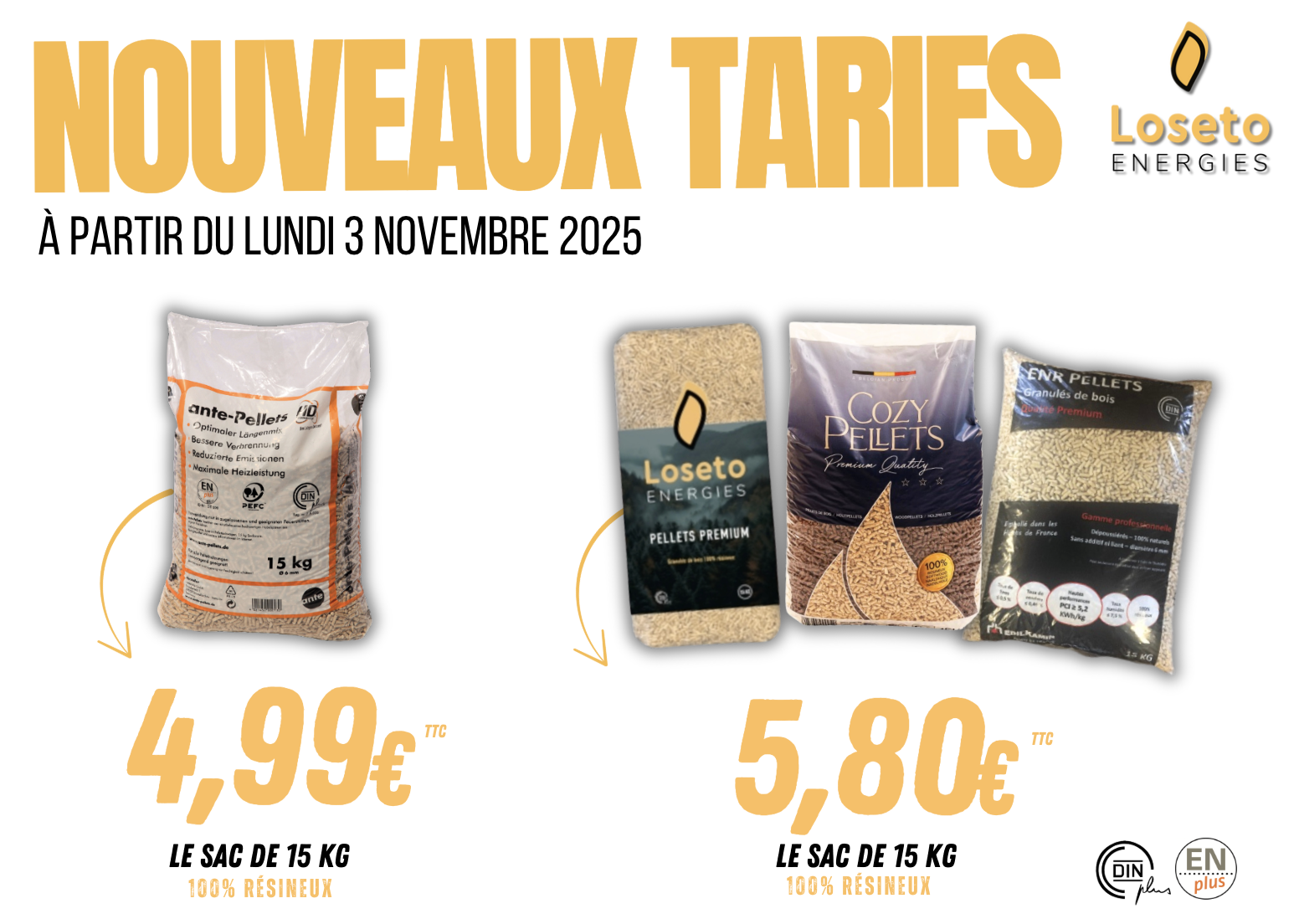 NOUVEAUX TARIFS GRANULES : À partir du 3 novembre 2025