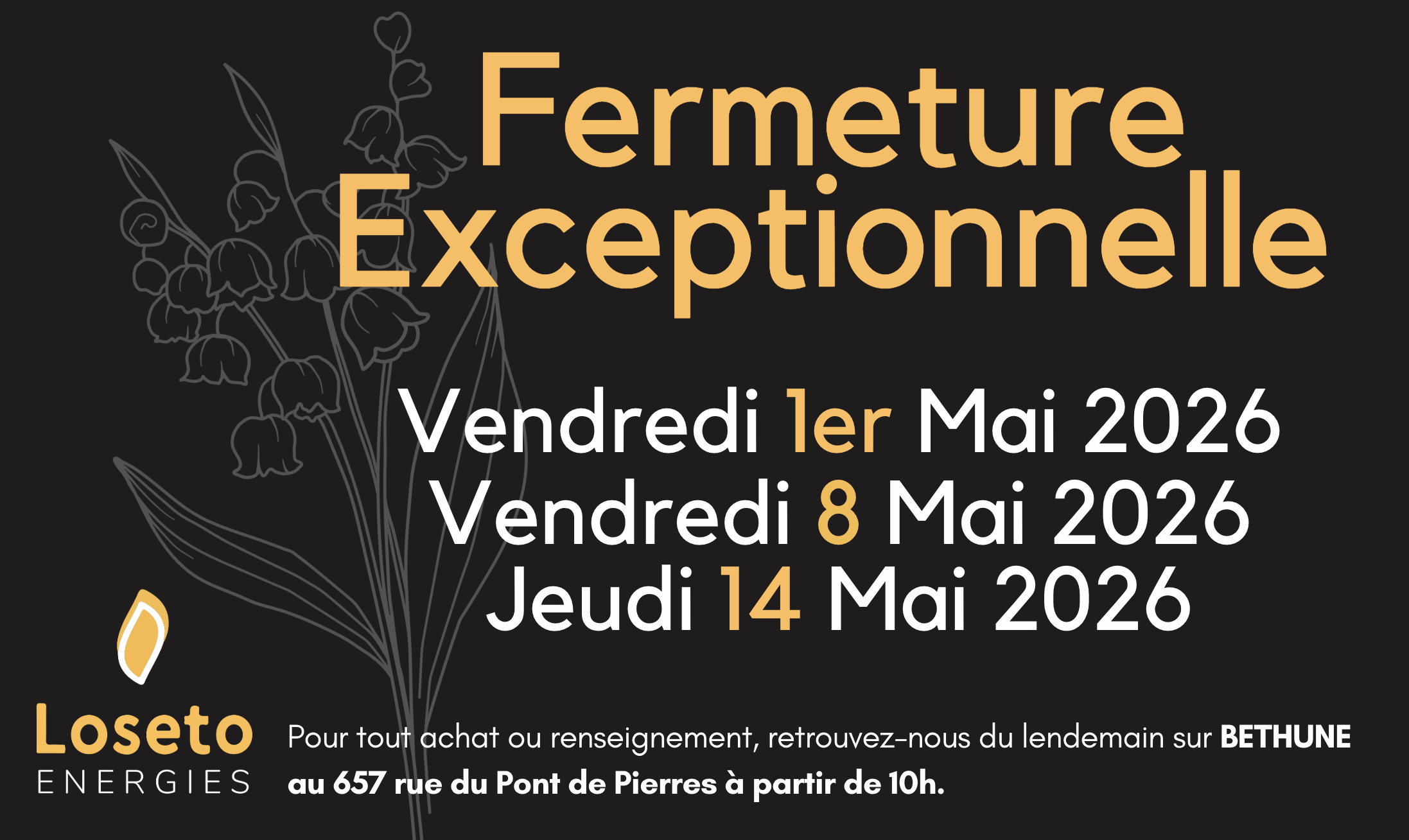 FERMETURE EXCEPTIONNELLE - MAI 2026