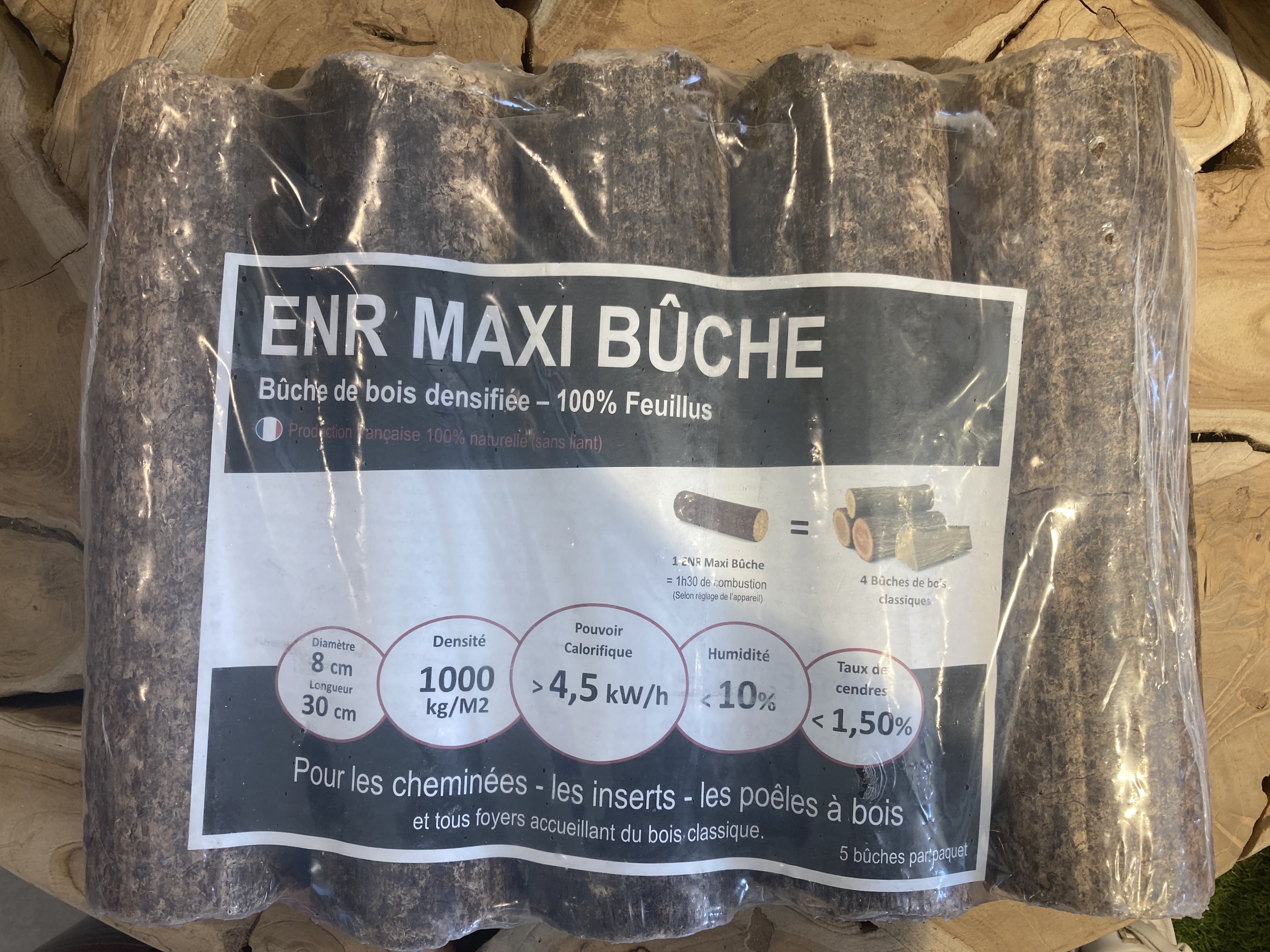 BÛCHE DE BOIS COMPRESSÉE - ENR MAXI BÛCHE - 5€